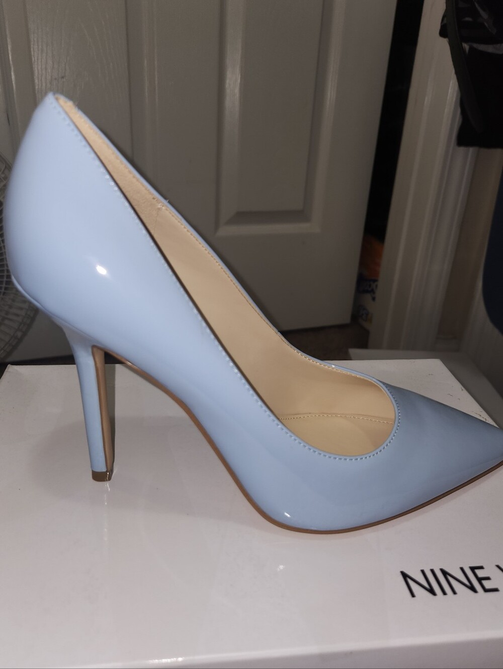 Nine West Baby Blue Patent Pointed Pump
